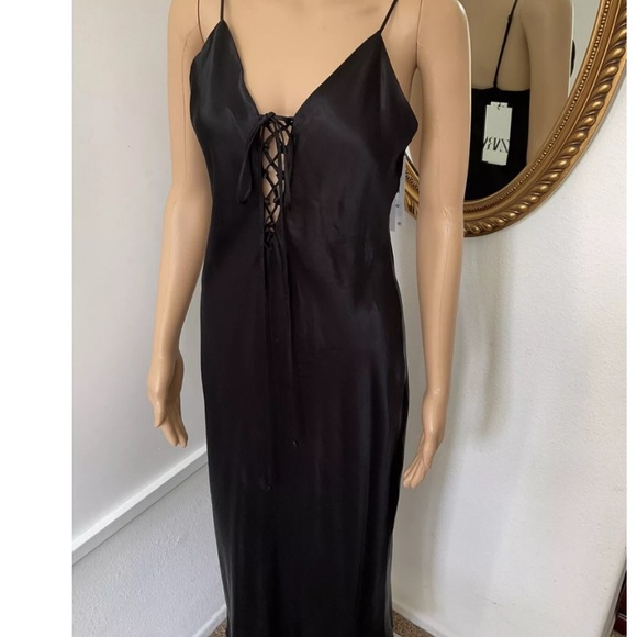 ZARA - BLACK SATIN DRESS - Picture 9 of 10